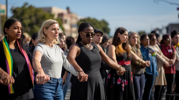 Photo des militantes lors d'une manifestation pour les droits des femmes