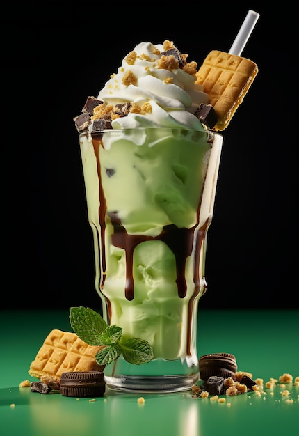 milk-shake aux pépites de chocolat à la menthe