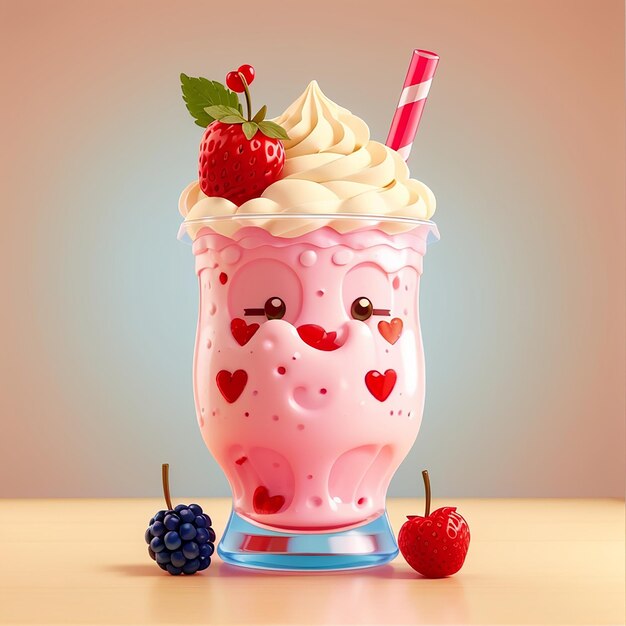 Photo un milk-shake à la fraise avec des fraises en arrière-plan