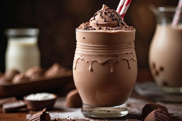 Milkshake au chocolat en gros plan