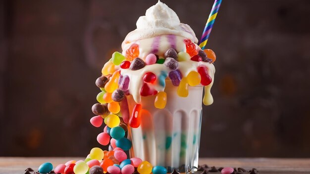 Milkshake avec des bonbons