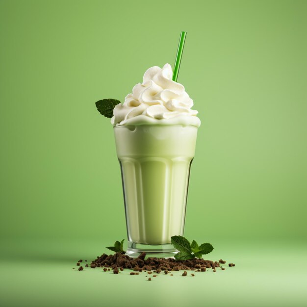 Milkshake frais sur fond vert