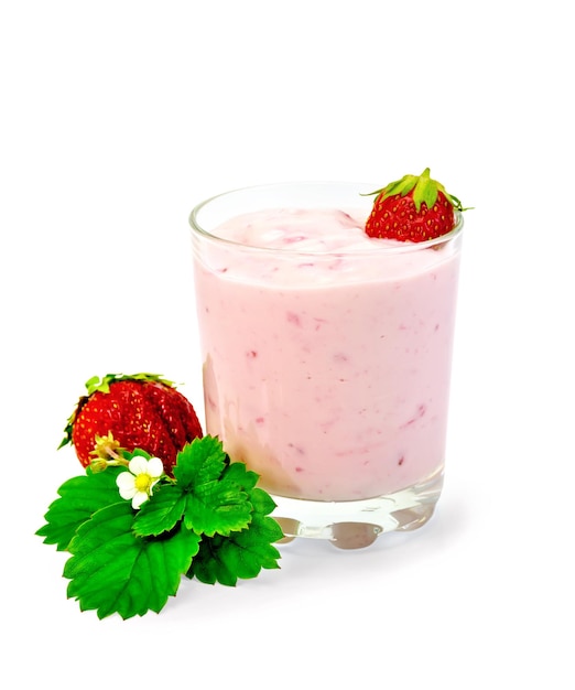 Milkshake à la fraise et à la feuille