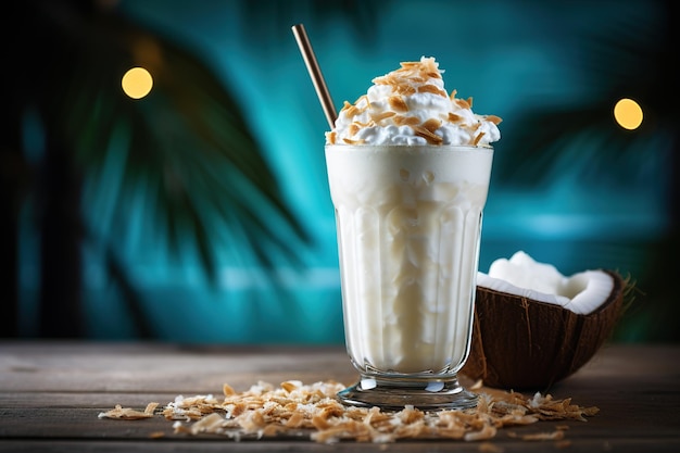 Milkshake à la noix de coco avec de la crème