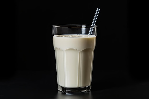 Un milkshake à la vanille est présenté dans un verre en plastique sur un fond sombre Une autre option pourrait être