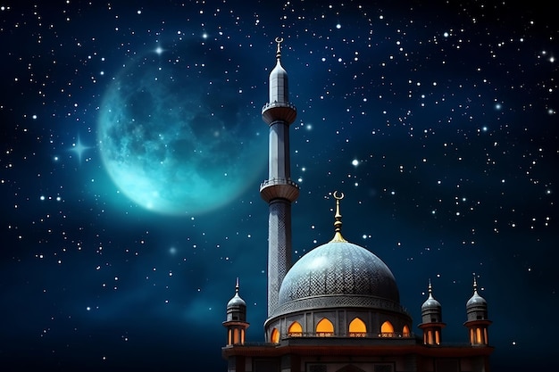 Minaret au clair de lune images islamiques