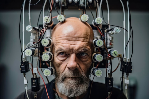 Mind Experiment Électrodes sur la tête de Man39s