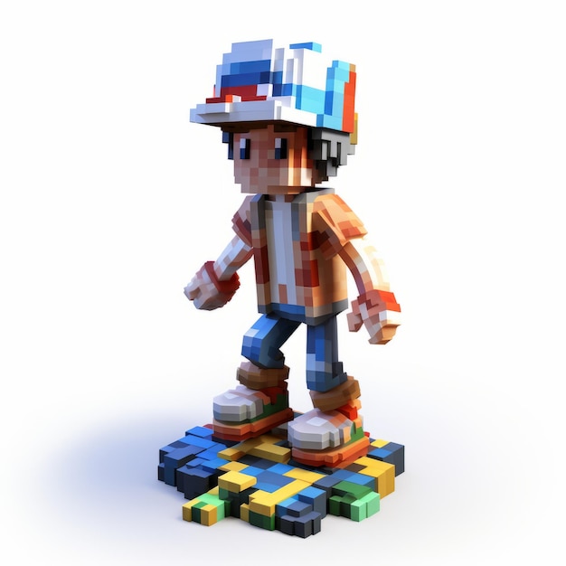 Photo minecraft boy coloré avec le traçage vray et la texture à plusieurs couches