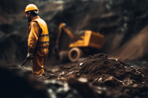 Miner travailleur professionnel de l'exploitation minière travaillant dans la mine Opération d'excavation en vêtements de travail