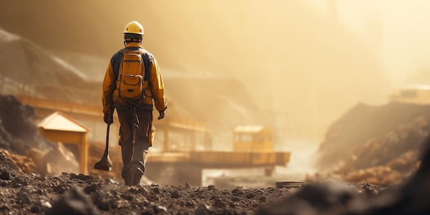 Miner travailleur professionnel de l'exploitation minière travaillant dans la mine Opération d'excavation en vêtements de travail