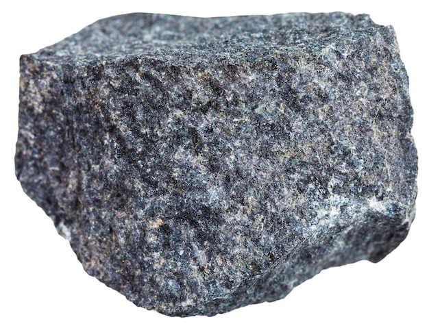 Minéral de basalte de gabbro isolé sur blanc