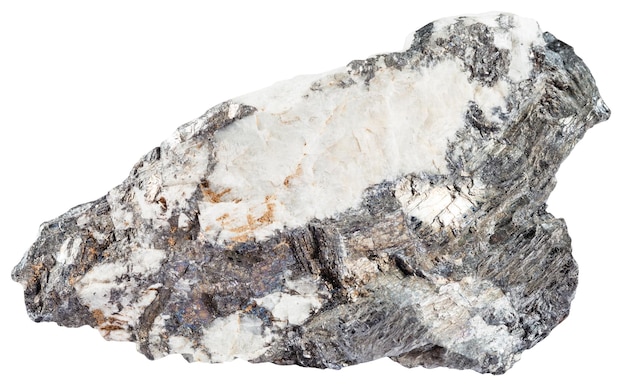 Minéral de bismuthinite grise et bismuth irisé