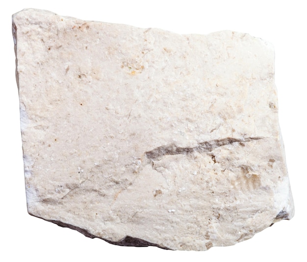 Minéral calcaire chimiogénique isolé sur blanc