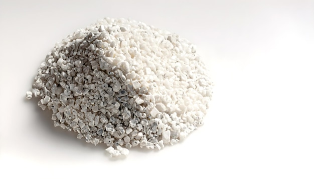 Minéraux de perlite sur fond blanc