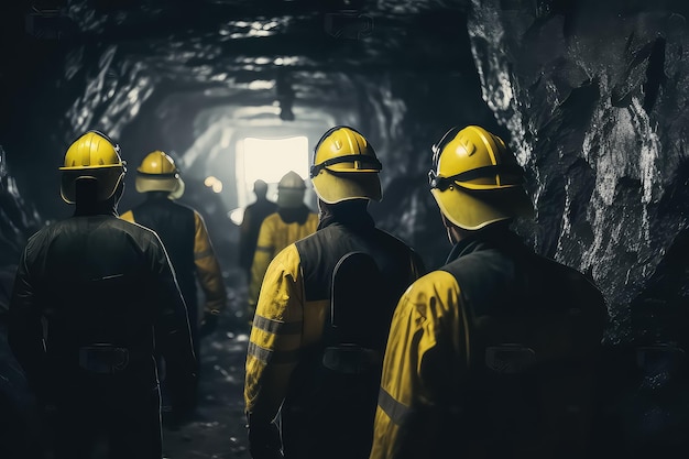 Mineurs dans une mine souterraine de l'industrie du charbon AI