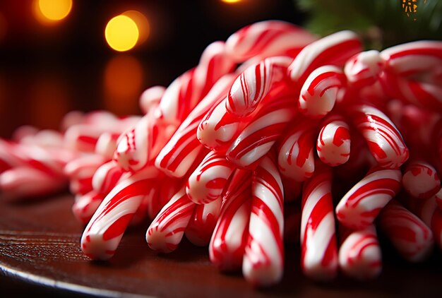 Mini cannes de bonbon rouges et blanches pour Noël