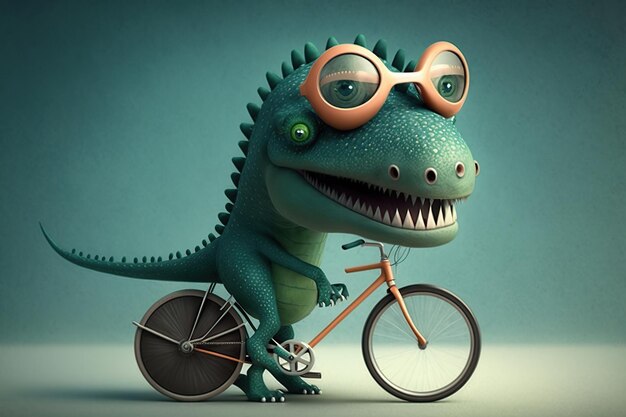 Mini-dino cycliste du jour du travail Illustration générative d'IA