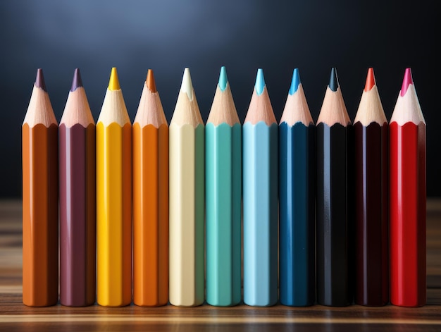 Des mini-lignes de crayon de couleur sur la table