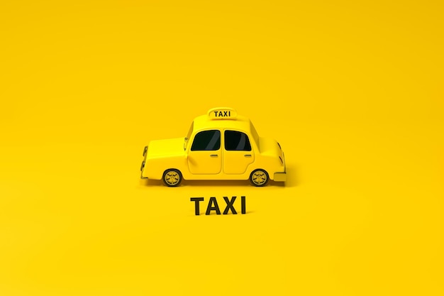 Mini mini voiture de taxi 3D avec rendu 3d de couleur jaune