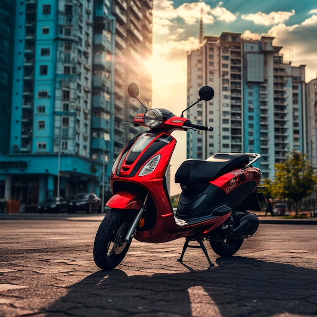 Mini mobilité petits scooters dans la photo de la ville