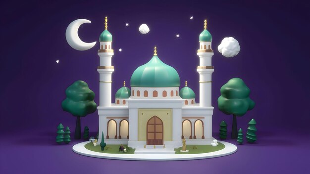 Mini mosquée ou palais en dessin animé en 3D