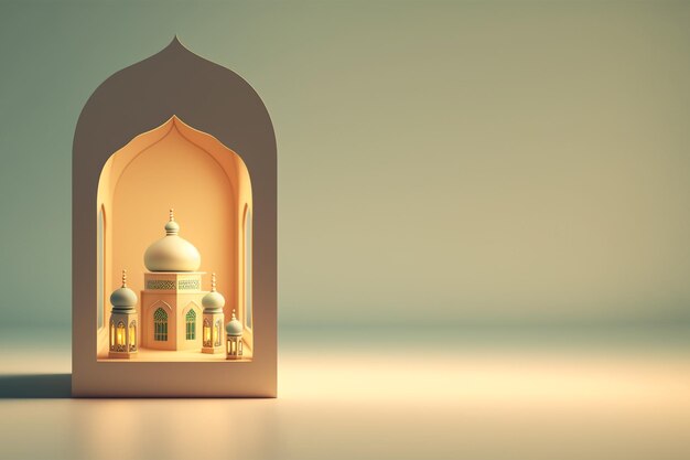Mini mosquée vide rendu 3d fond réaliste
