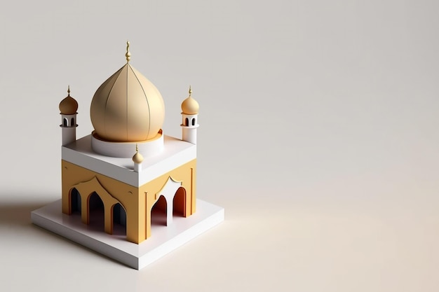 Mini mosquée vide rendu 3d fond réaliste