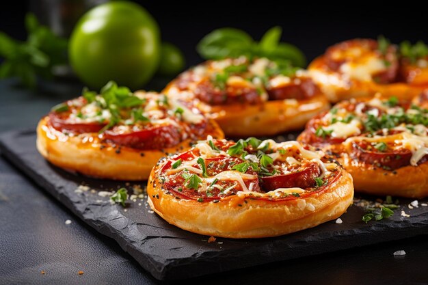 Mini-pizzas de pâtisserie à la bouffée avec des saucisses