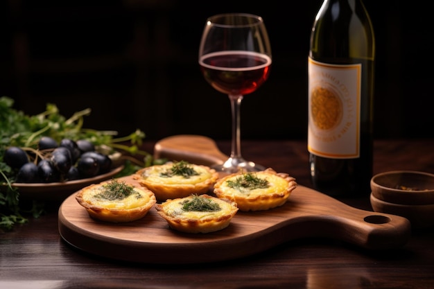 Des mini-quiches avec du vin rouge