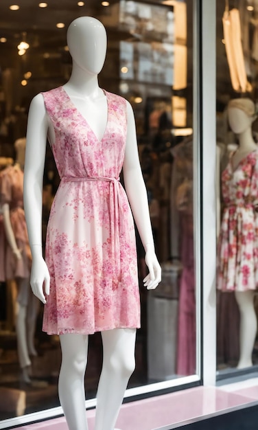 mini robe avec décolleté bas sur un mannequin ai génératif