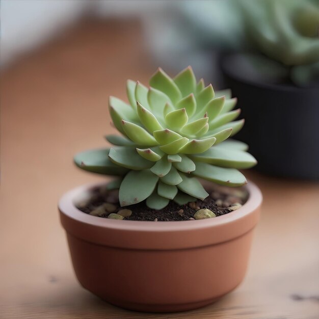 mini succulent mignon dans un pot avec un fond clair