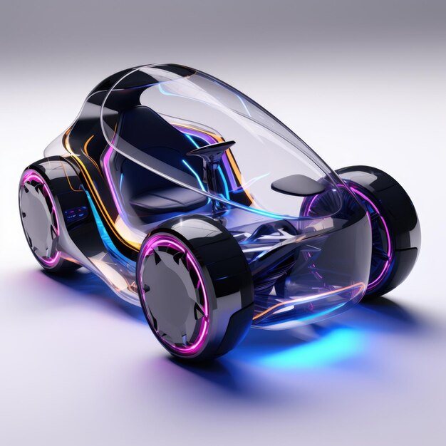 Mini-voiture à trois roues monoplace au design futuriste avec coque résistante aux intempéries