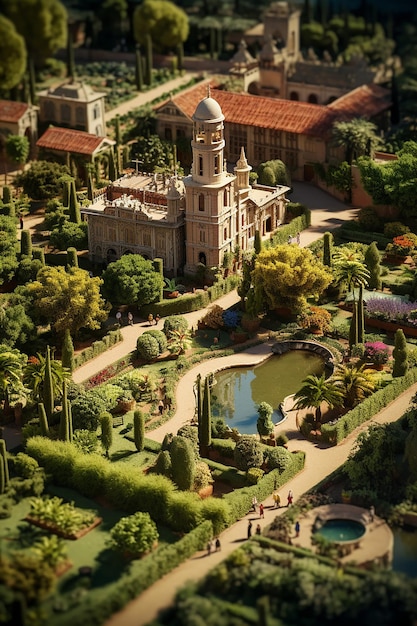 miniature isométrique du jardin de la concepcin à malaga