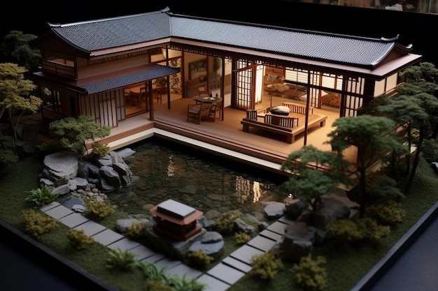 Une miniature de maison d'inspiration japonaise