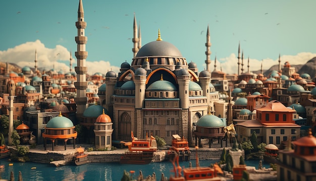 Miniature super mignon monde d'argile un modèle de jouet d'une ville d'Istanbul y compris les zones populaires dans le sty