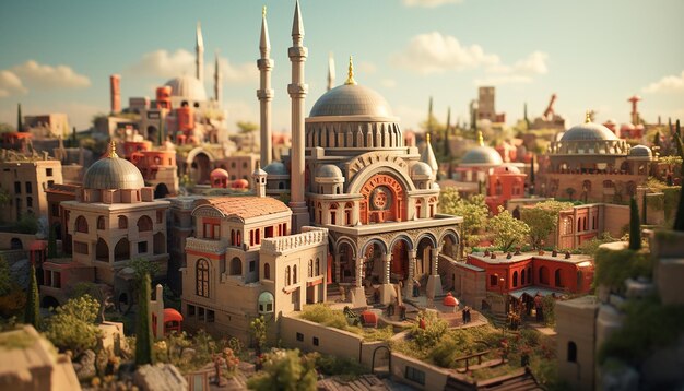 Miniature super mignon monde d'argile un modèle de jouet d'une ville d'Istanbul y compris les zones populaires dans le sty