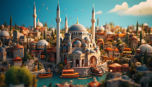 Miniature super mignon monde d'argile un modèle de jouet d'une ville d'Istanbul y compris les zones populaires dans le sty