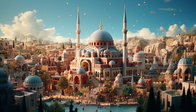 Miniature super mignon monde d'argile un modèle de jouet d'une ville d'Istanbul y compris les zones populaires dans le sty