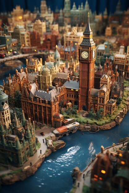 Miniature super mignon monde d'argile un modèle de jouet d'une ville de Londres, y compris les zones populaires