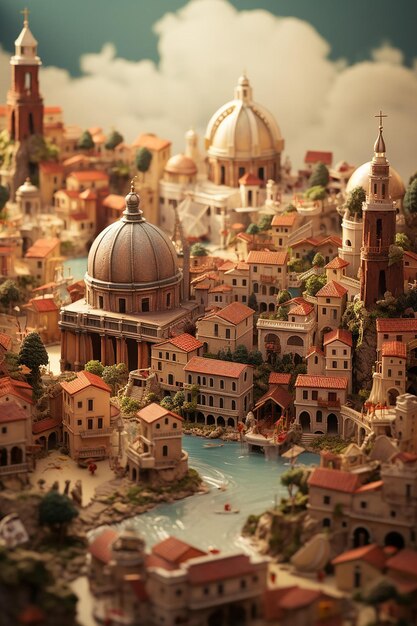 Miniature super mignon monde d'argile un modèle de jouet d'une ville de Rome, y compris les zones populaires