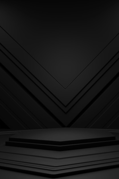 Minimal cercle noir podium surface rugueuse roche météorite montagne plate-forme d'ombre lumineuse 3d
