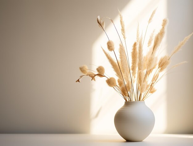 Photo minimal d'été moderne d'un olivier sur la table à la lumière du soleil avec de longues ombres sur un fond de mur beige