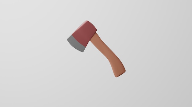 Minimalisme hache bûcheron symbole tomahawk emoji isolé sur fond blanc rendu 3d