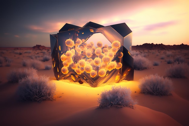 Minimalisme Hallucination Abstract Transparent Shape Cluster in Desert Landscape