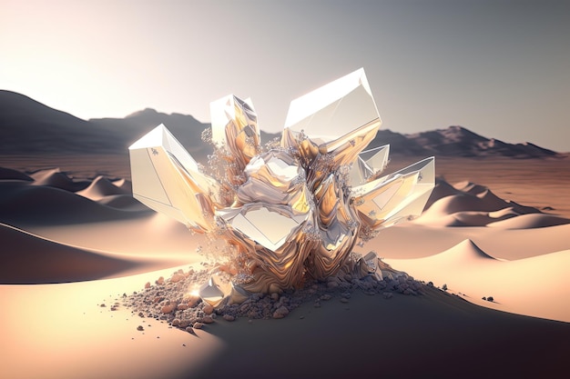 Minimalisme Hallucination Abstract Transparent Shape Cluster in Desert Landscape