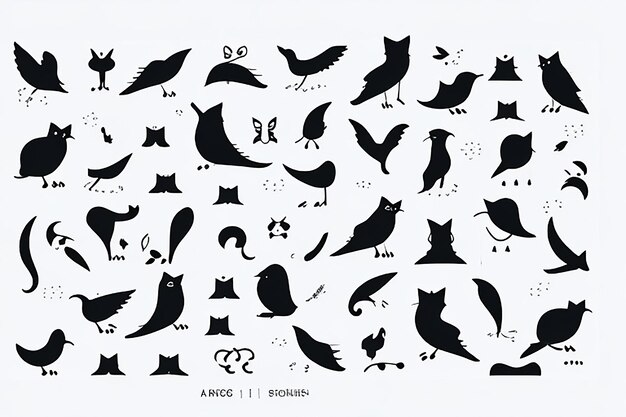 Photo le minimalisme moderne rencontre l'élégance féline avec des accents aviaires stylisés sur un oiseau-chat à motif d'animal blanc