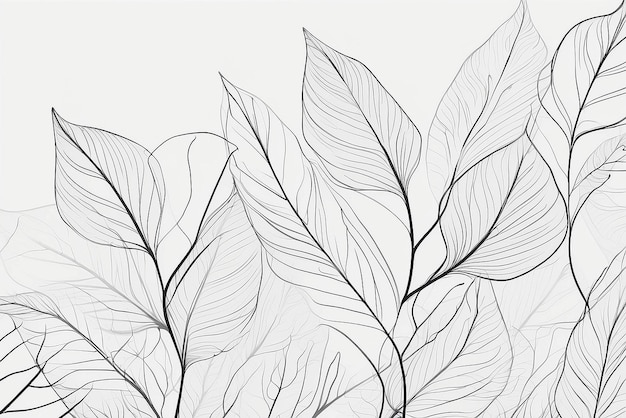 Photo minimalist abstract background with outline leaves