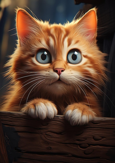 minou chat chaton assis banc en bois portrait mignon concentrer fermer yeux espiègles hobbit