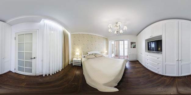 MINSK BÉLARUS AOÛT 2018 panorama hdri sphérique complet sans couture 360 dans la chambre intérieure d'appartements modernes en projection équirectangulaire contenu VR