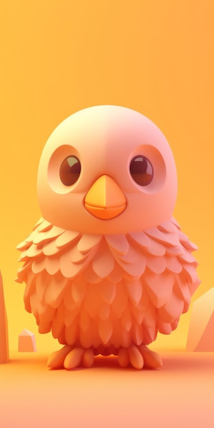 Minuscule Phoenix Emoji dans un éclairage doux et des couleurs pastel sur orange